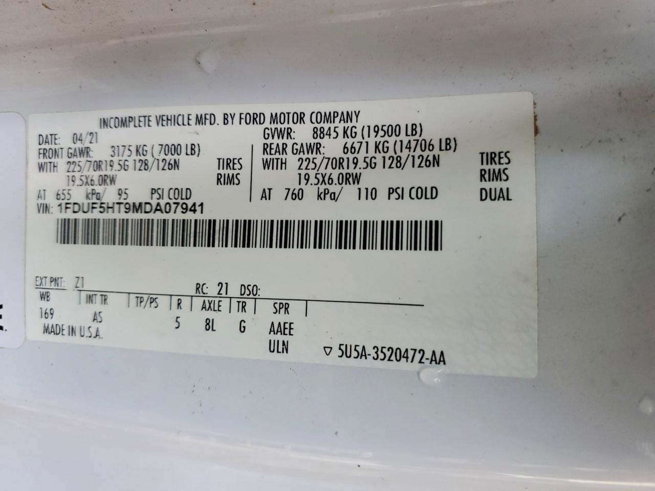 2021 FORD F550 SUPER DUTY UTILITY / SERVICE TRUCK photo 14