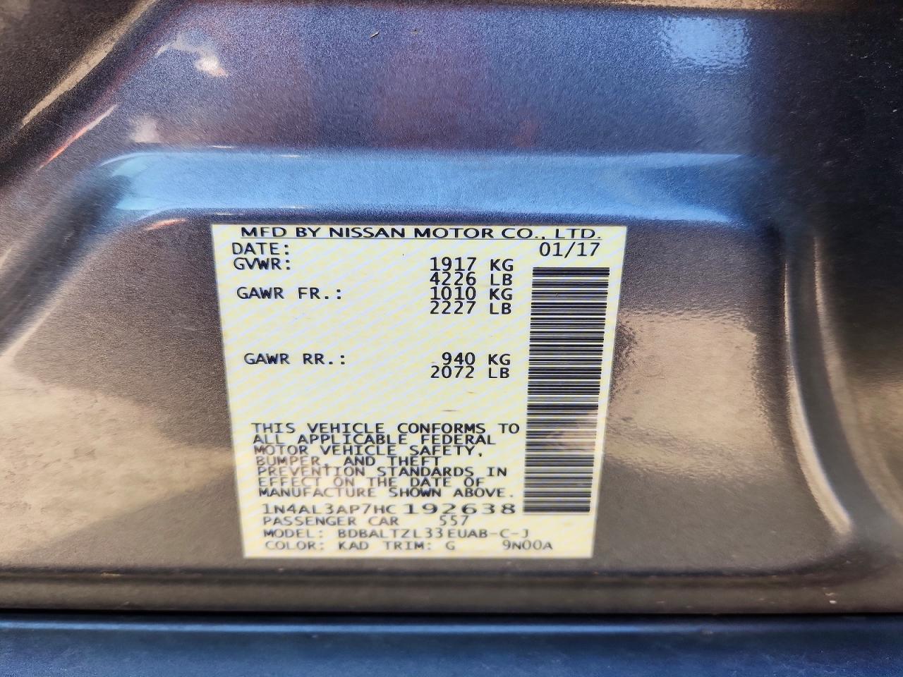 2017 NISSAN ALTIMA 2.5 SL photo 12