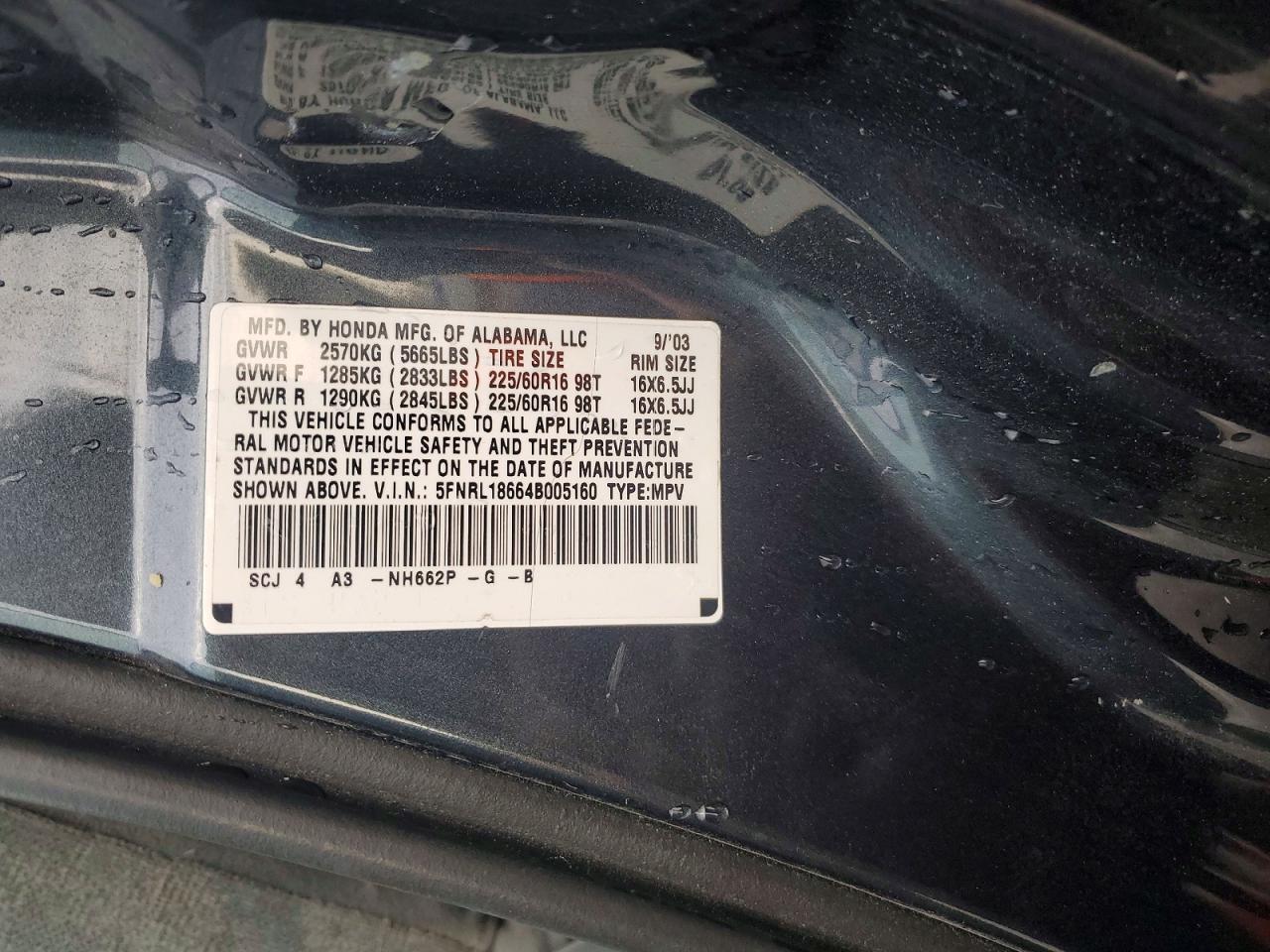 2004 HONDA ODYSSEY EX photo 25