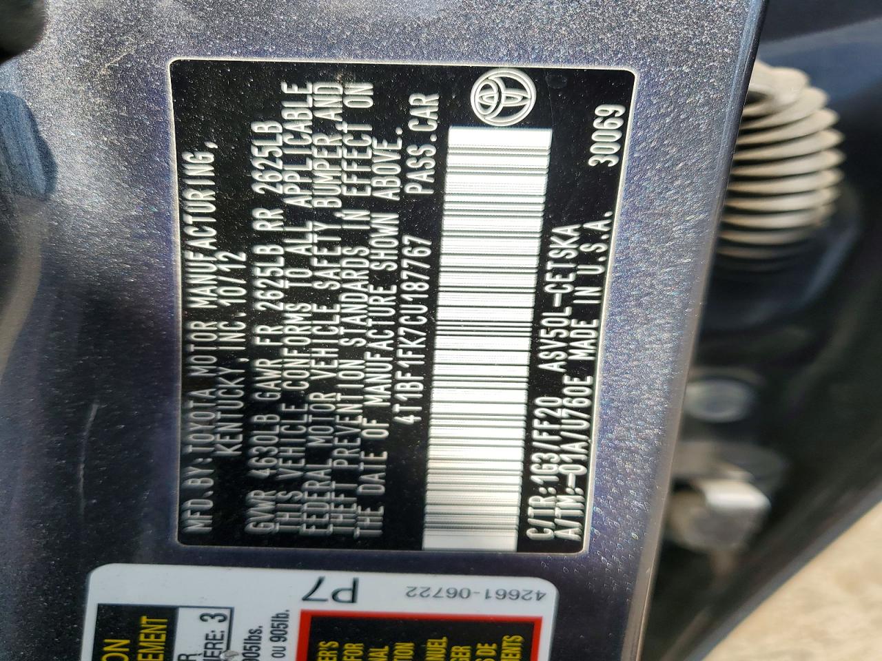 2012 TOYOTA CAMRY SE photo 37