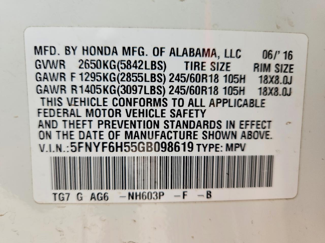 2016 HONDA PILOT EXL photo 37