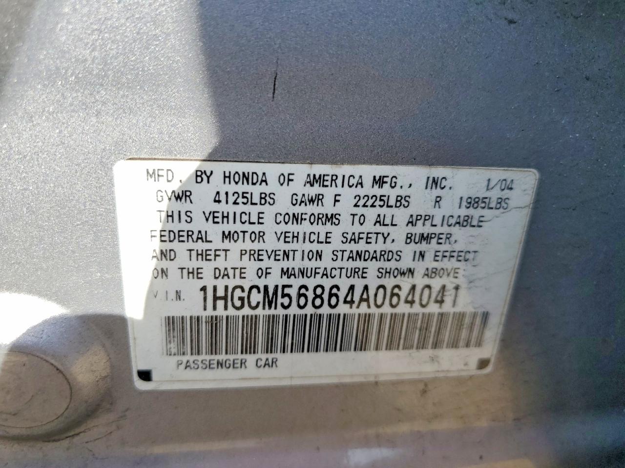2004 HONDA ACCORD EX photo 23