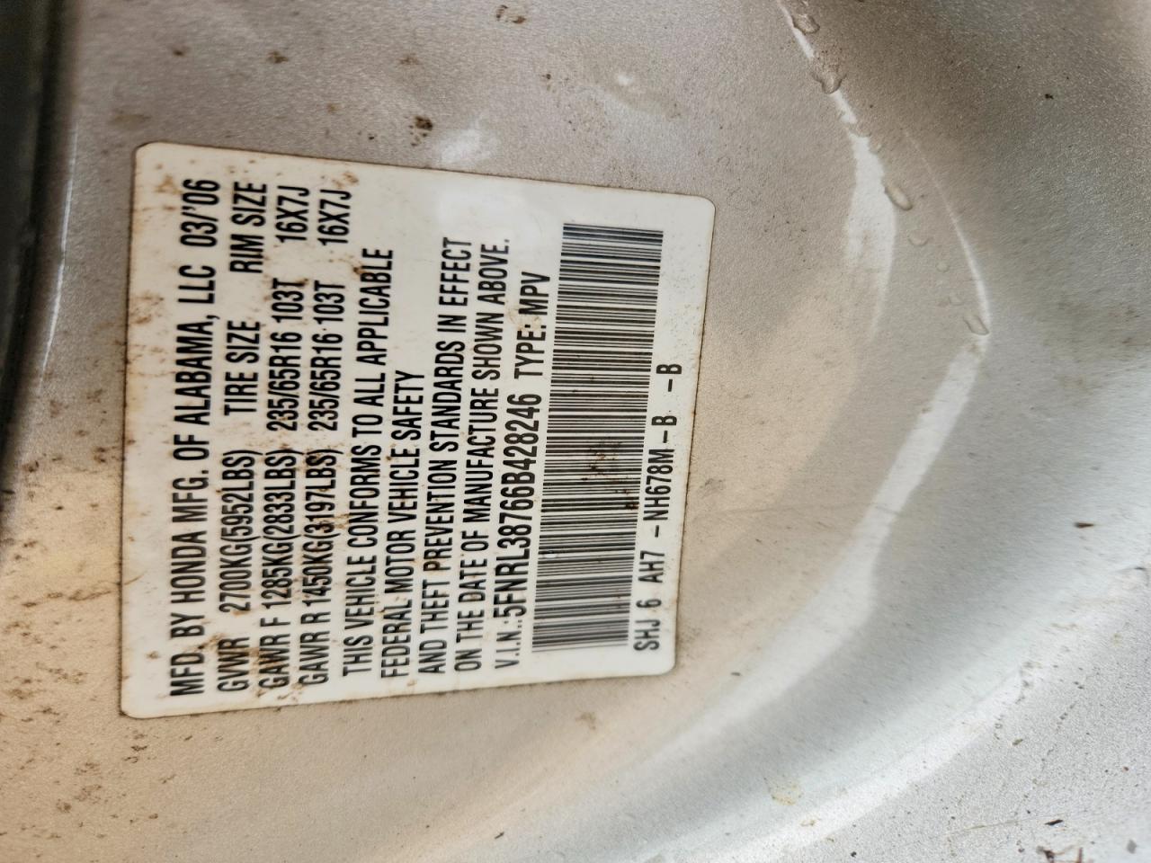 2006 HONDA ODYSSEY EXL photo 27