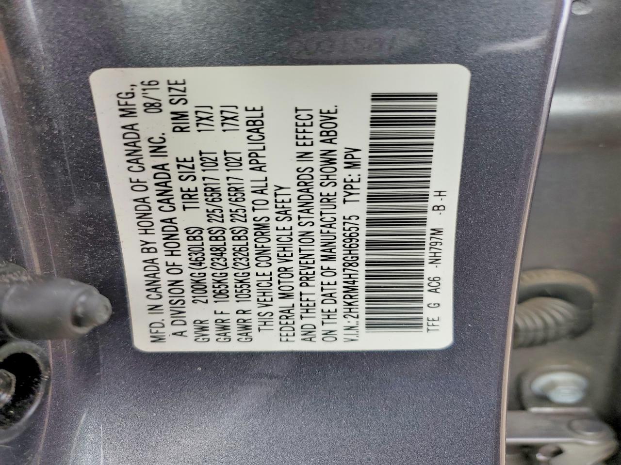 2016 HONDA CR-V EXL photo 23