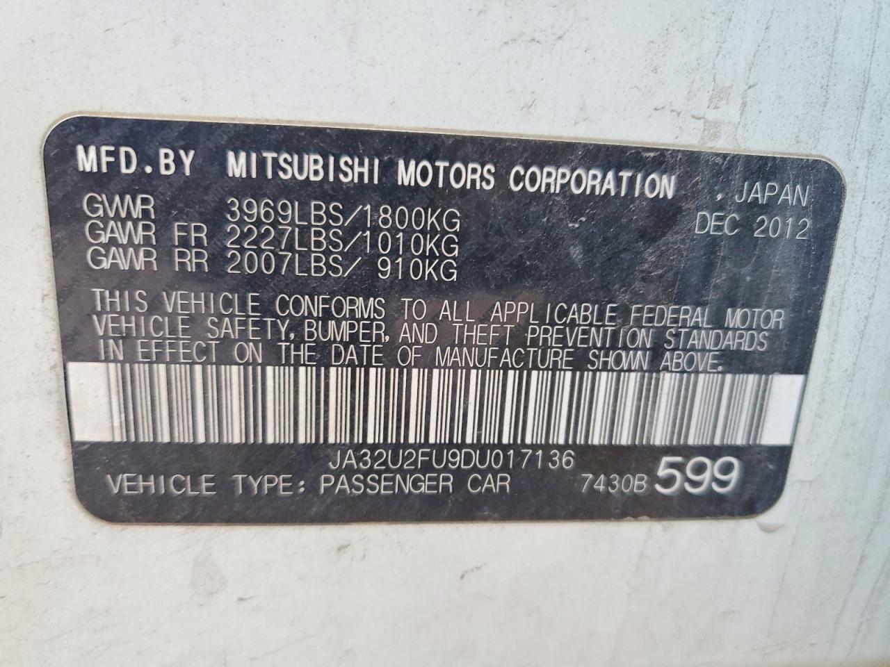 2013 MITSUBISHI LANCER ES photo 34