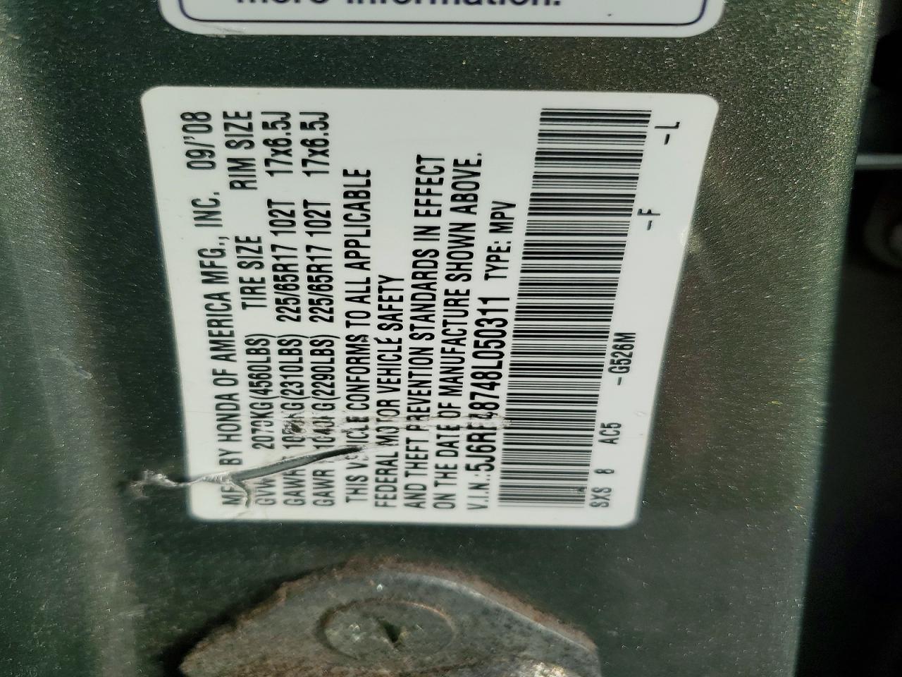 2008 HONDA CR-V EXL photo 25