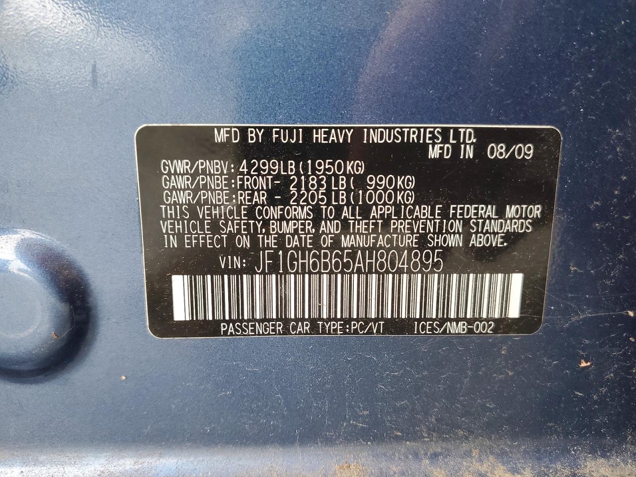 2010 SUBARU IMPREZA 2.5I PREMIUM photo 34