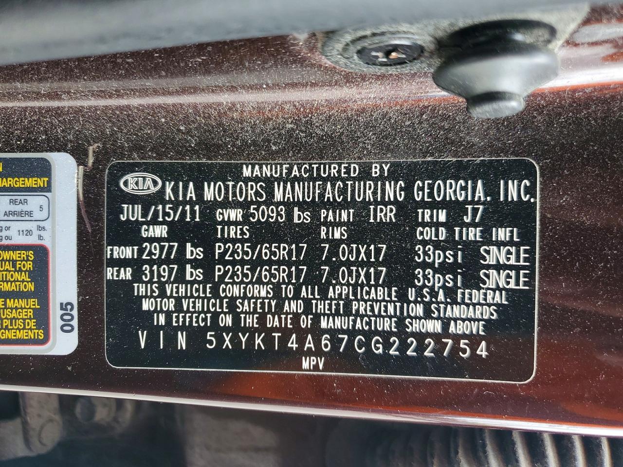 2012 KIA SORENTO LX photo 25