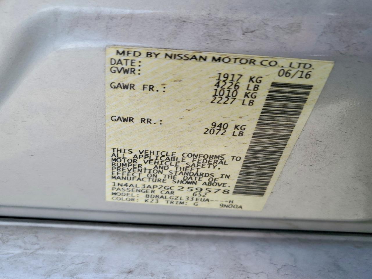 2016 NISSAN ALTIMA 2.5 S photo 23