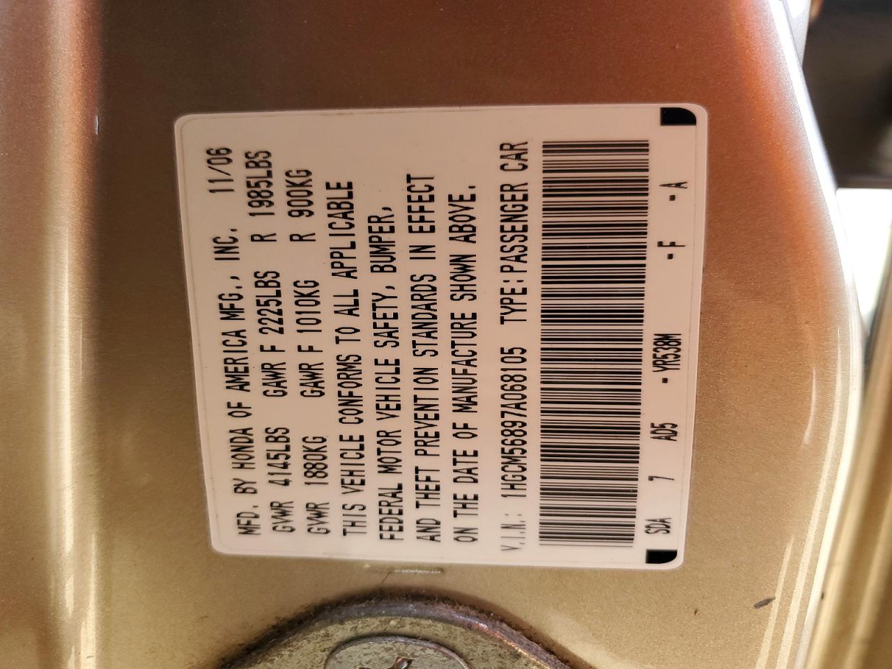 2007 HONDA ACCORD EX photo 13