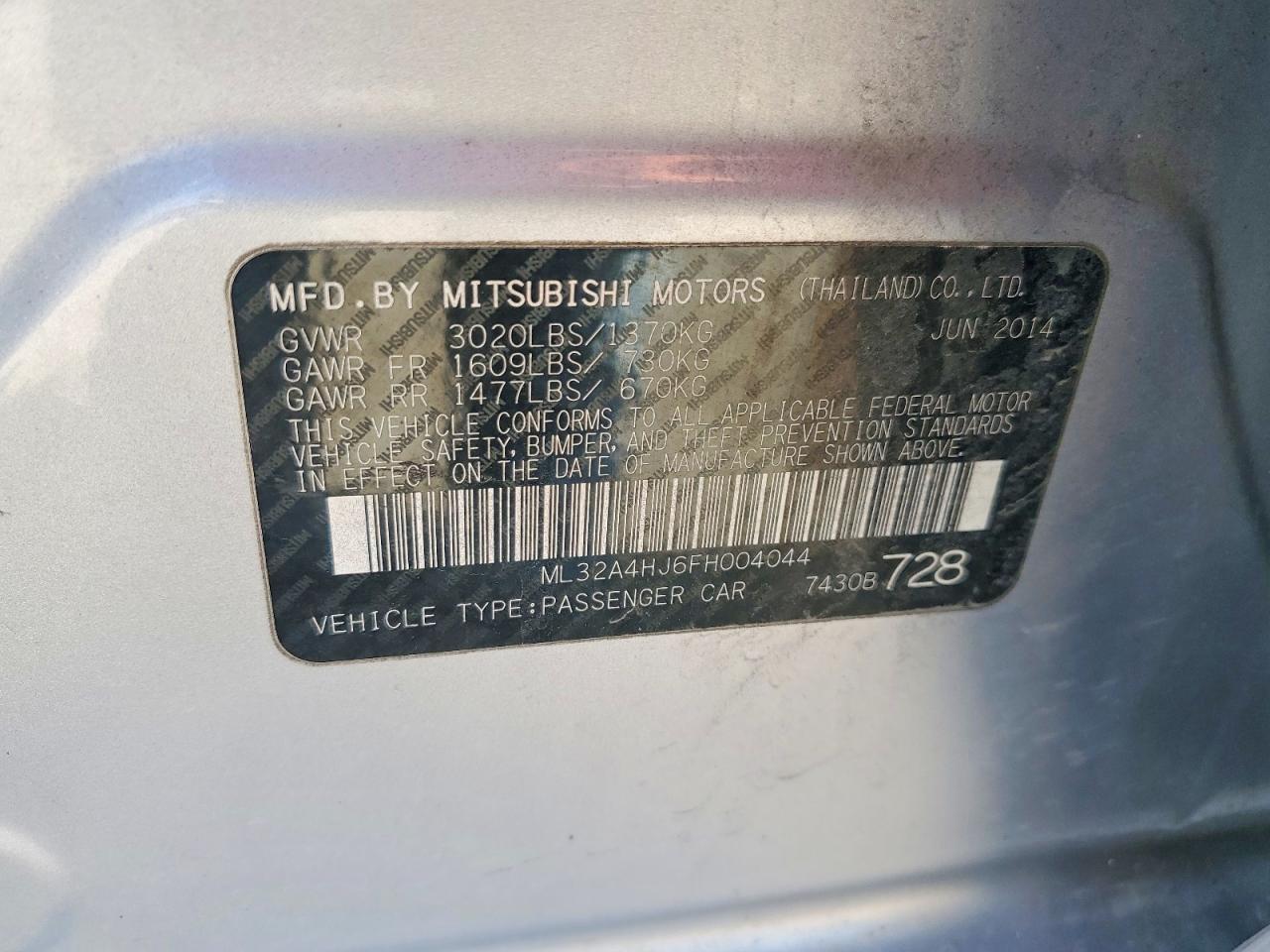 2015 MITSUBISHI MIRAGE ES photo 12