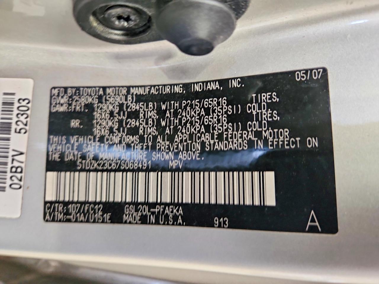 2007 TOYOTA SIENNA LE 7-PASSENGER photo 25