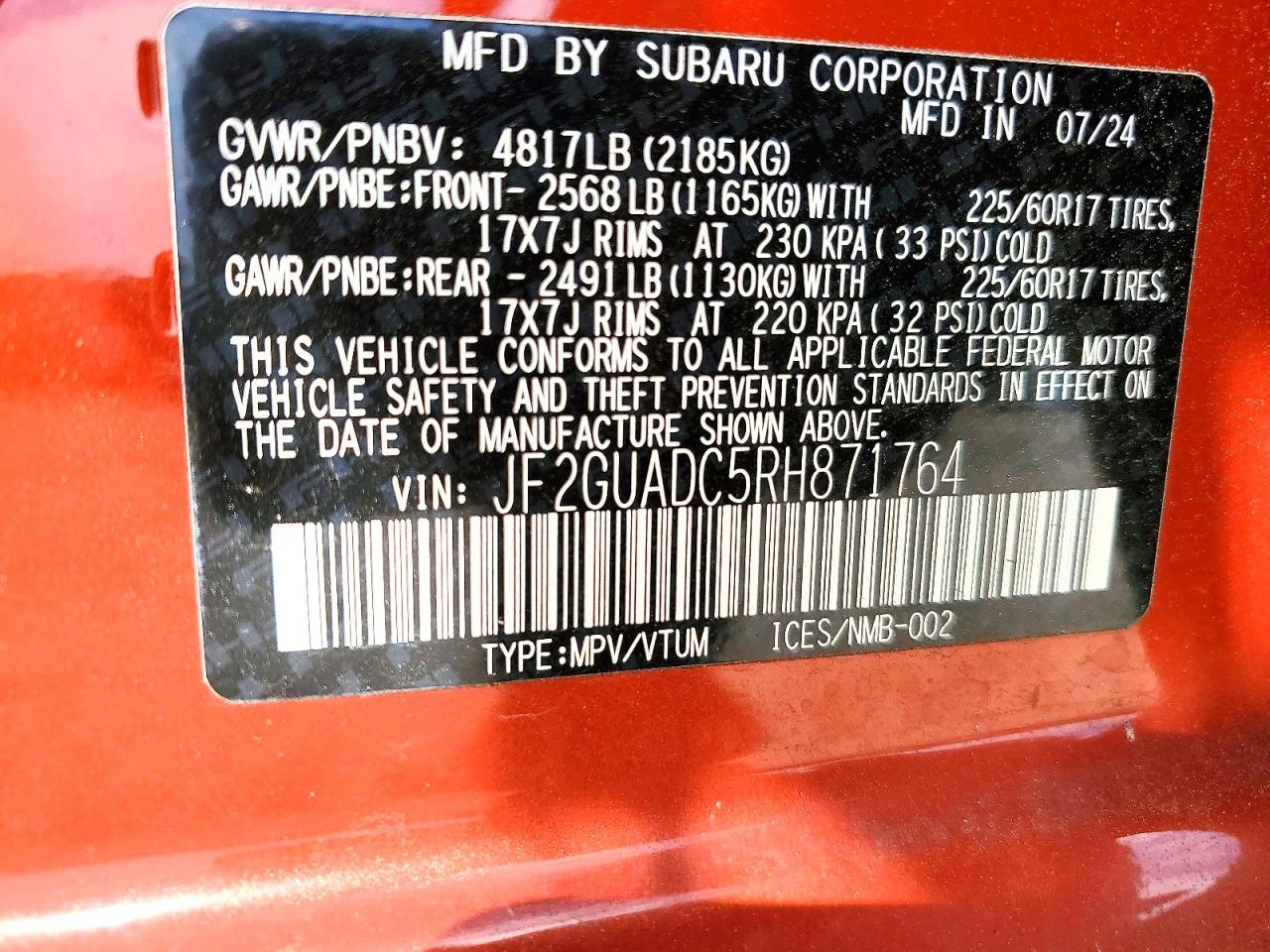 2024 SUBARU CROSSTREK PREMIUM photo 40
