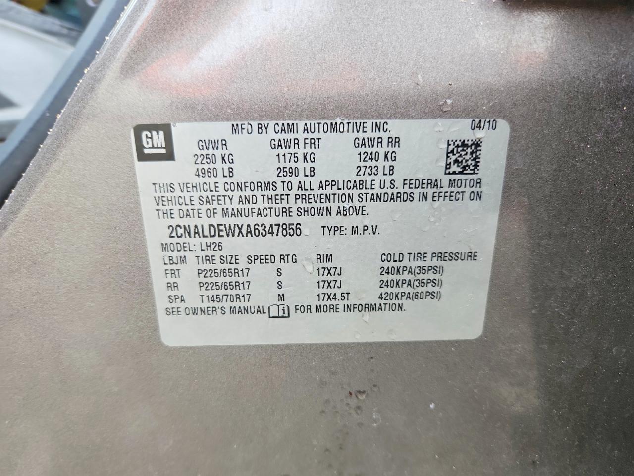 2010 CHEVROLET EQUINOX LT photo 34