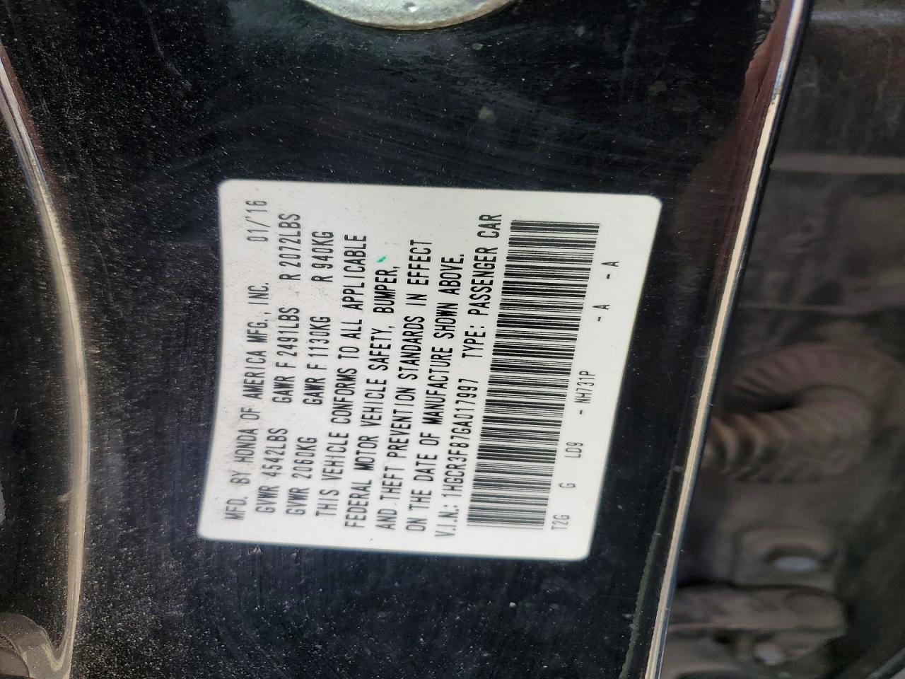 2016 HONDA ACCORD EXL photo 23