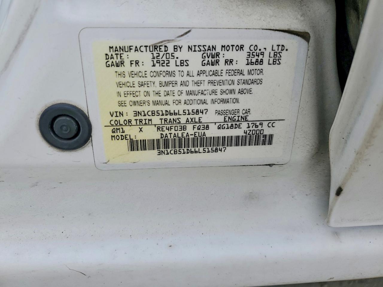 2006 NISSAN SENTRA 1.8 photo 12