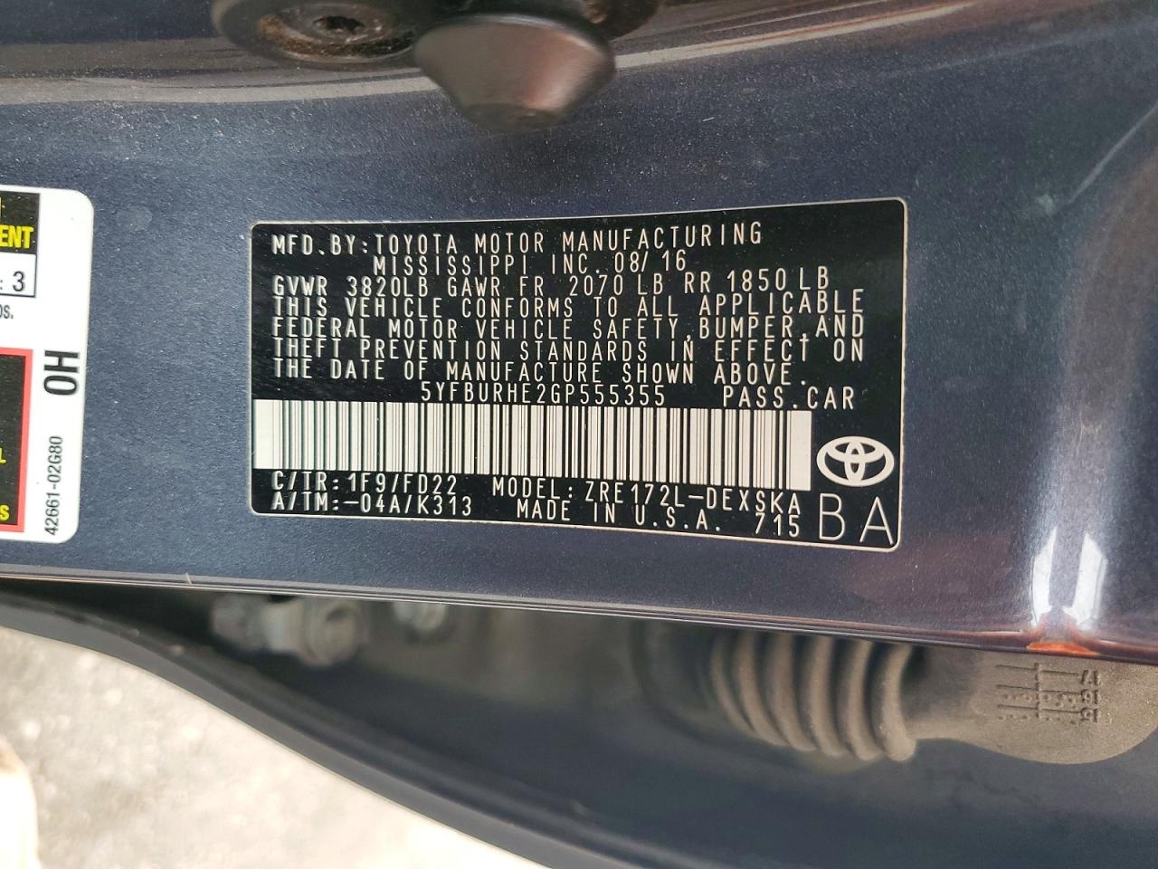 2016 TOYOTA COROLLA S PLUS photo 34