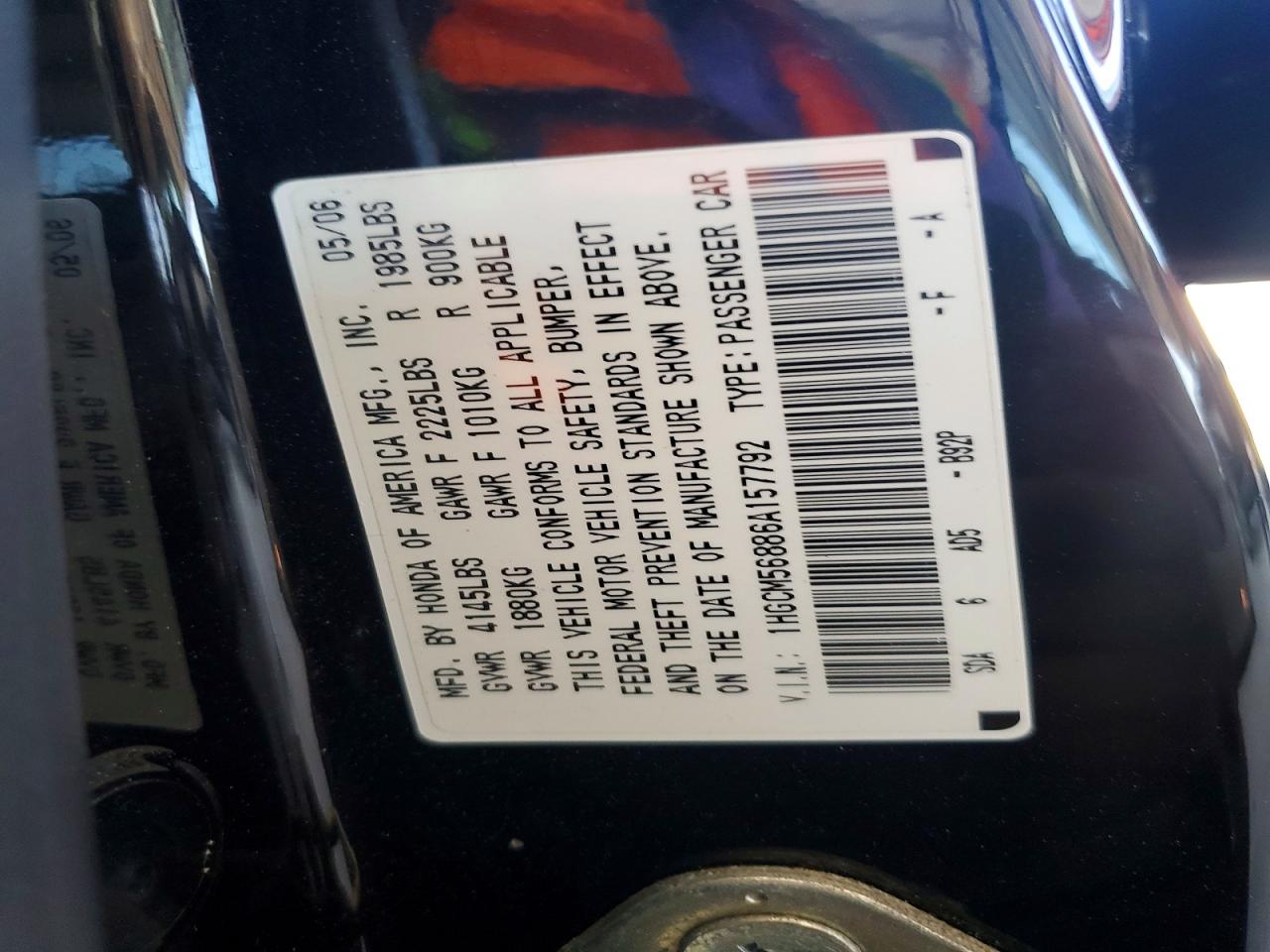 2006 HONDA ACCORD EX photo 12