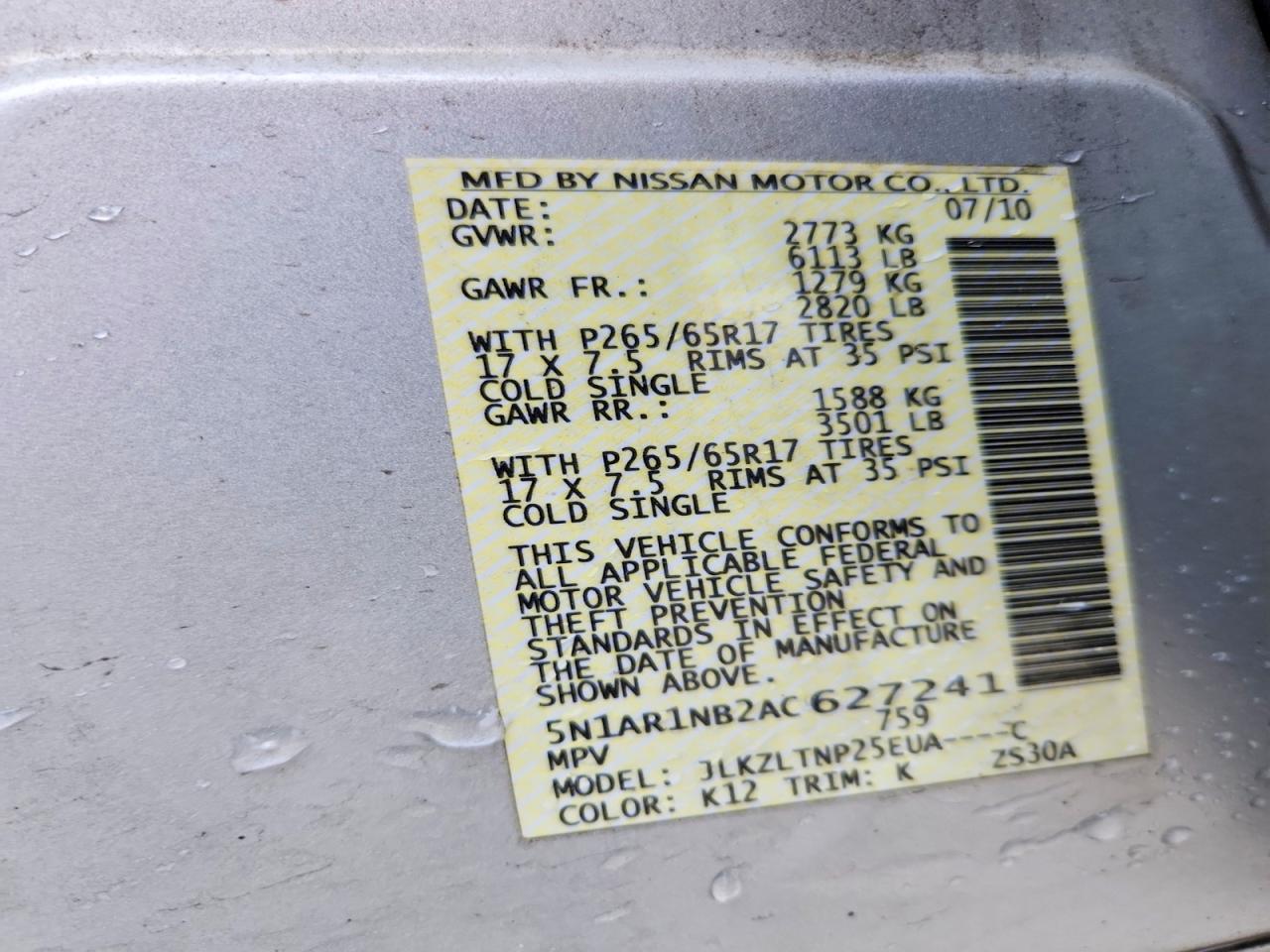 2010 NISSAN PATHFINDER S photo 37