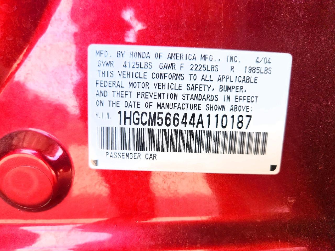 2004 HONDA ACCORD EX photo 37