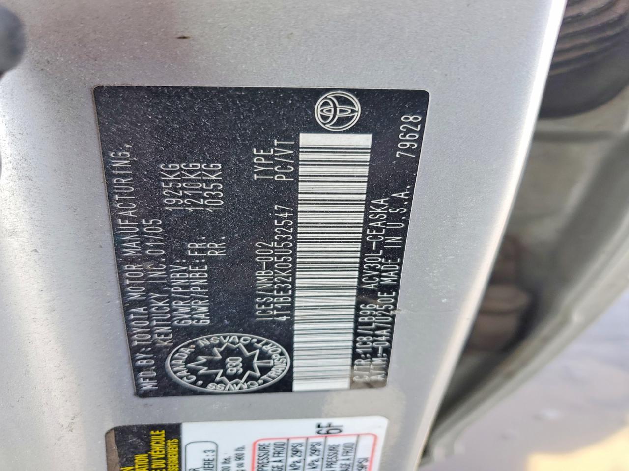 2005 TOYOTA CAMRY STANDARD photo 12