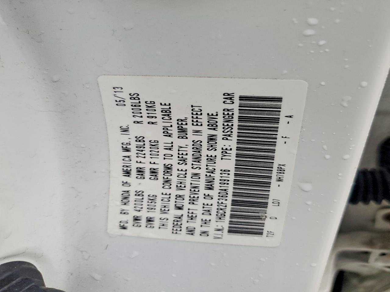 2013 HONDA ACCORD LX photo 23