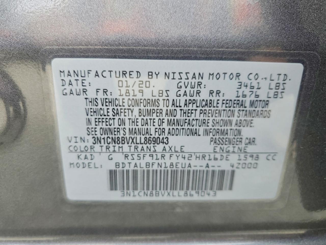 2020 NISSAN VERSA S photo 13