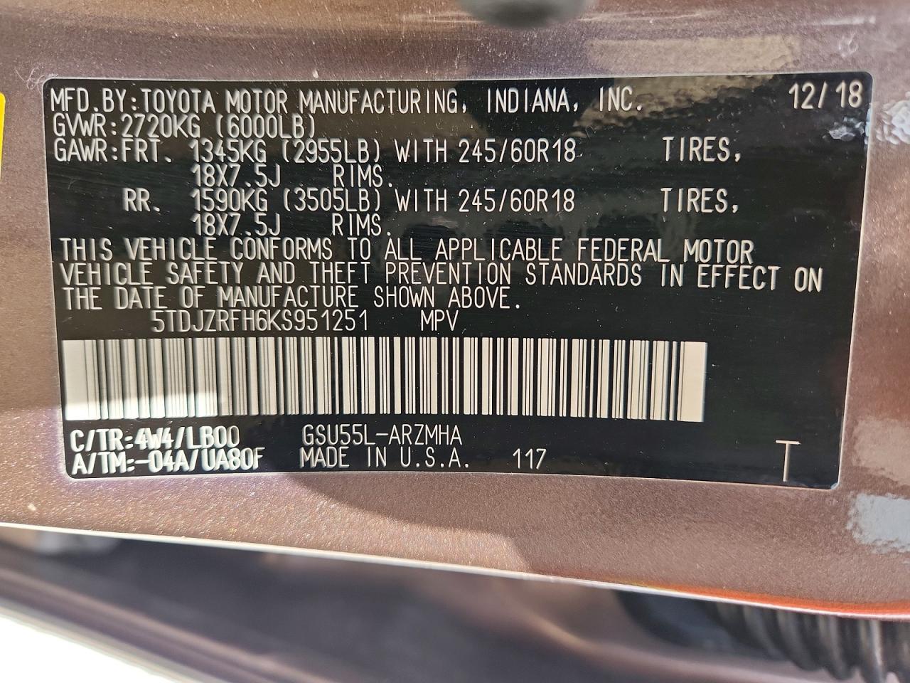 2019 TOYOTA HIGHLANDER XLE photo 40