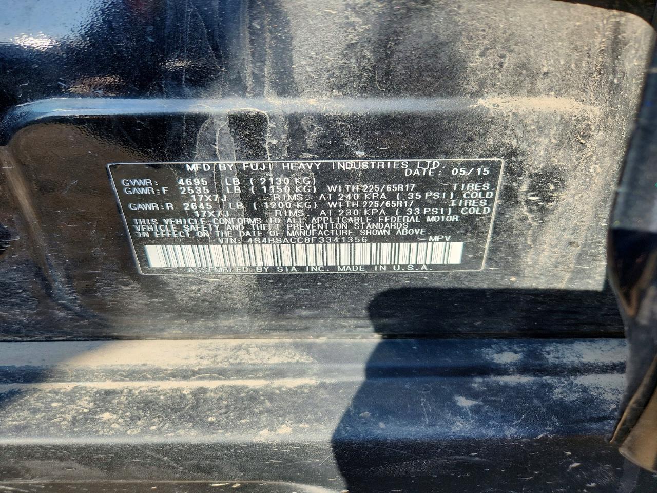 2015 SUBARU OUTBACK 2.5I PREMIUM photo 34