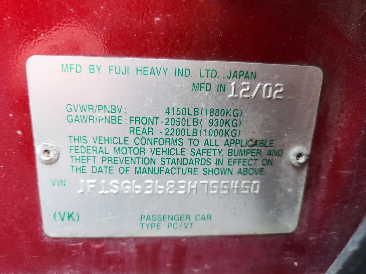 2003 SUBARU FORESTER 2.5X photo 25