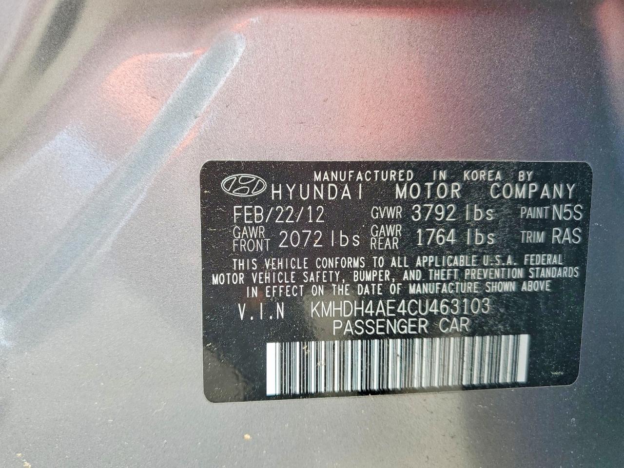 2012 HYUNDAI ELANTRA LIMITED photo 23