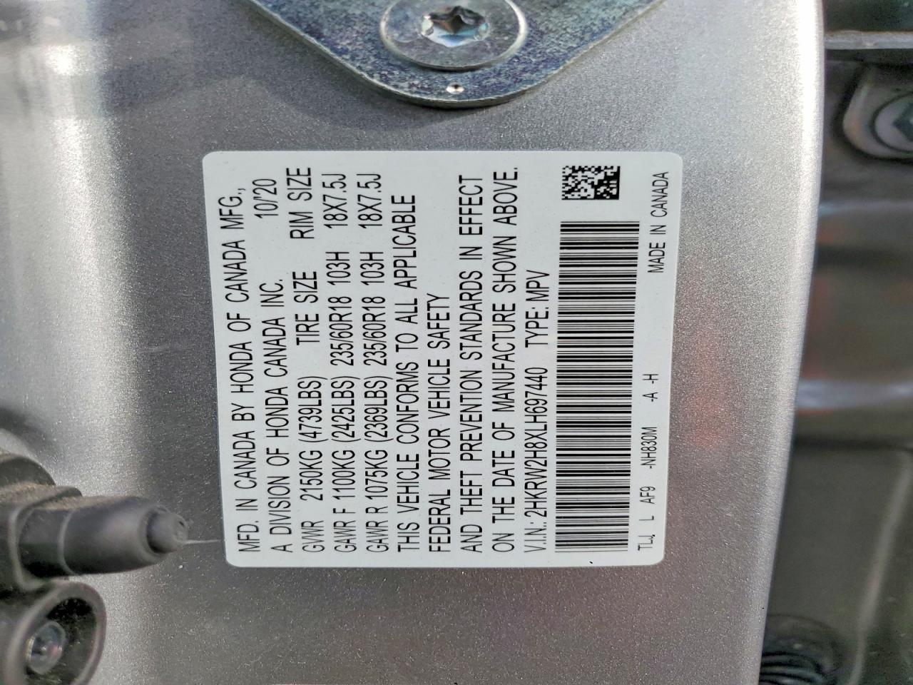 2020 HONDA CR-V EXL photo 13