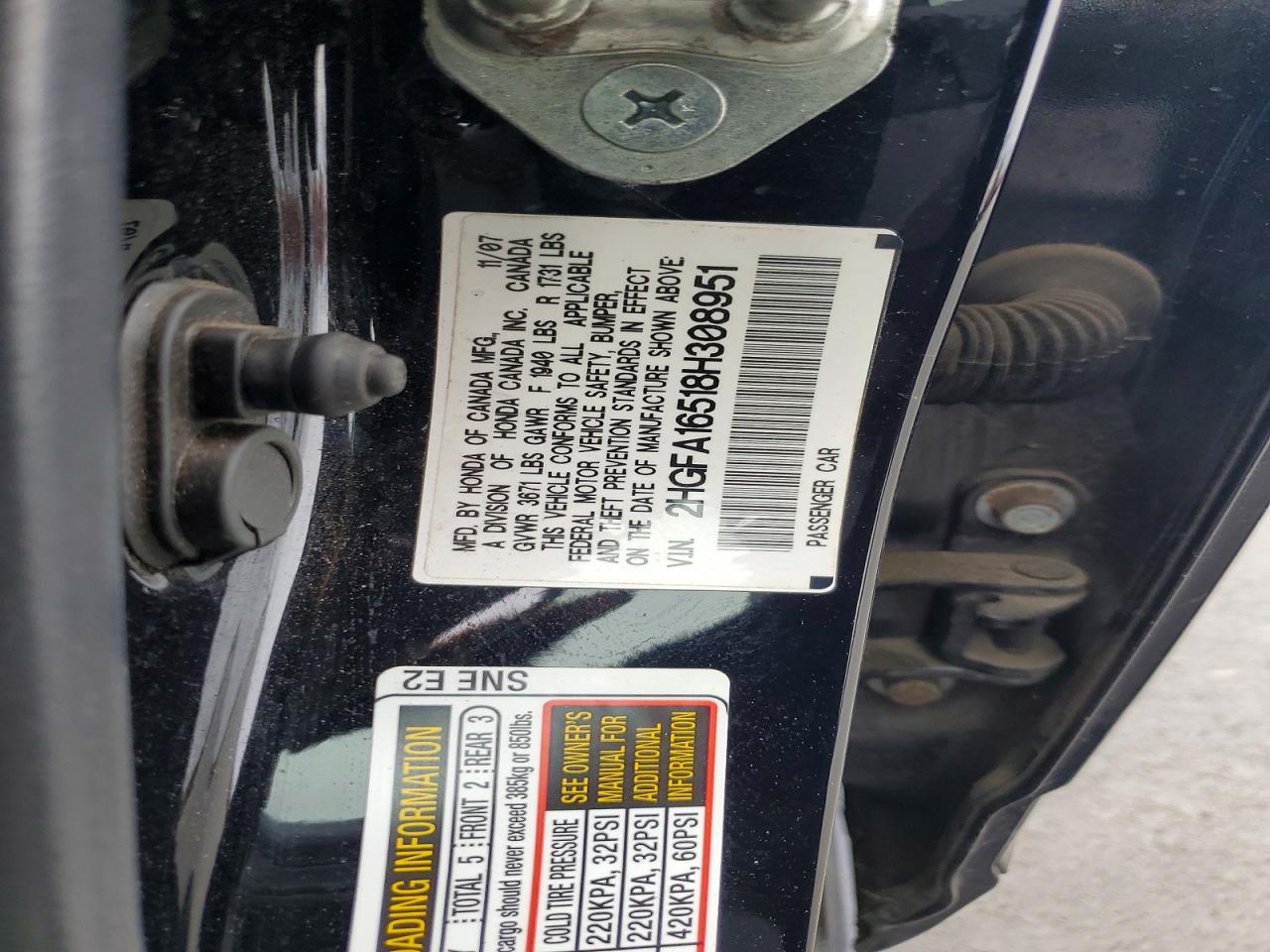 2008 HONDA CIVIC LX photo 23