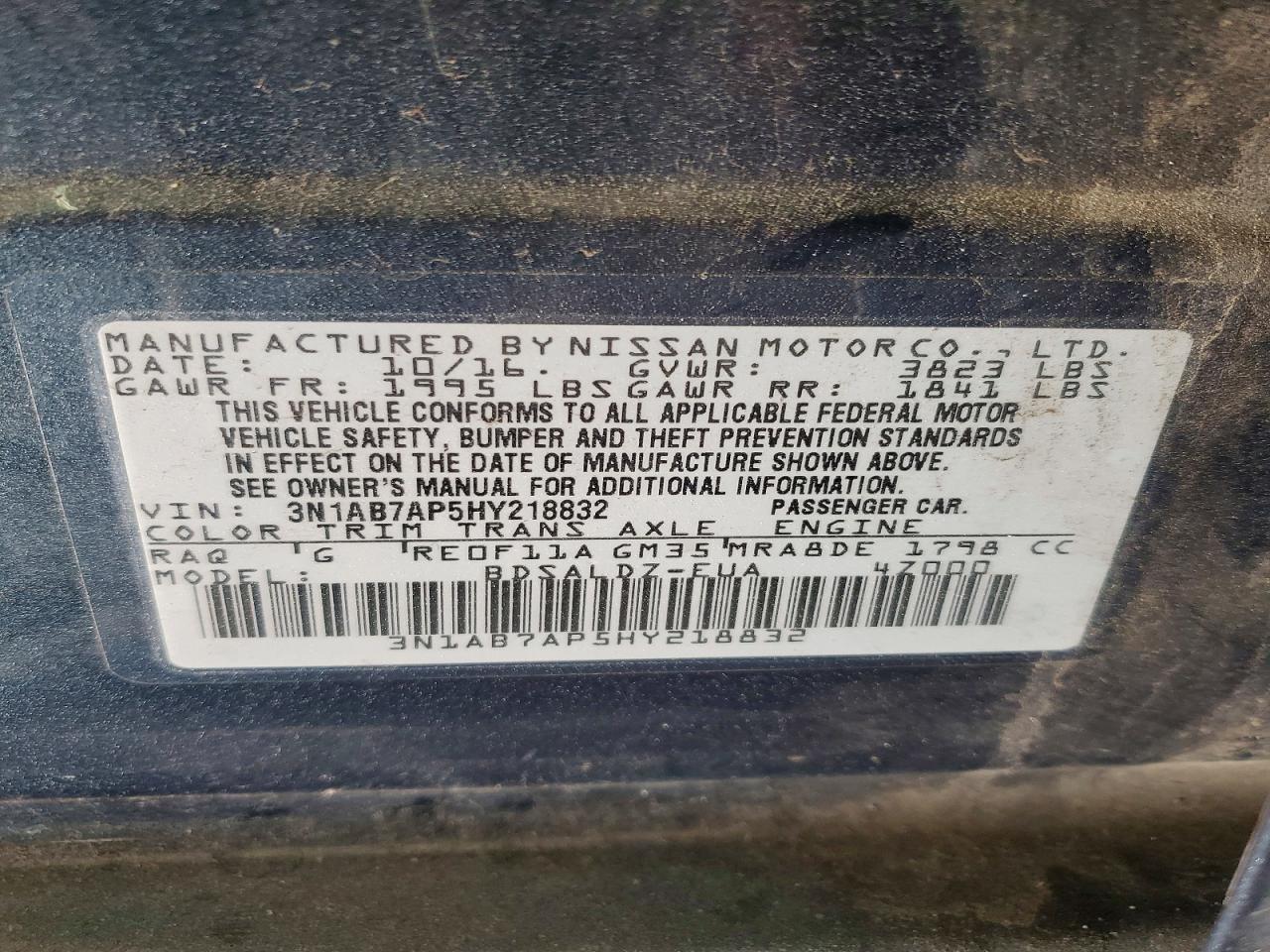 2017 NISSAN SENTRA SV photo 34