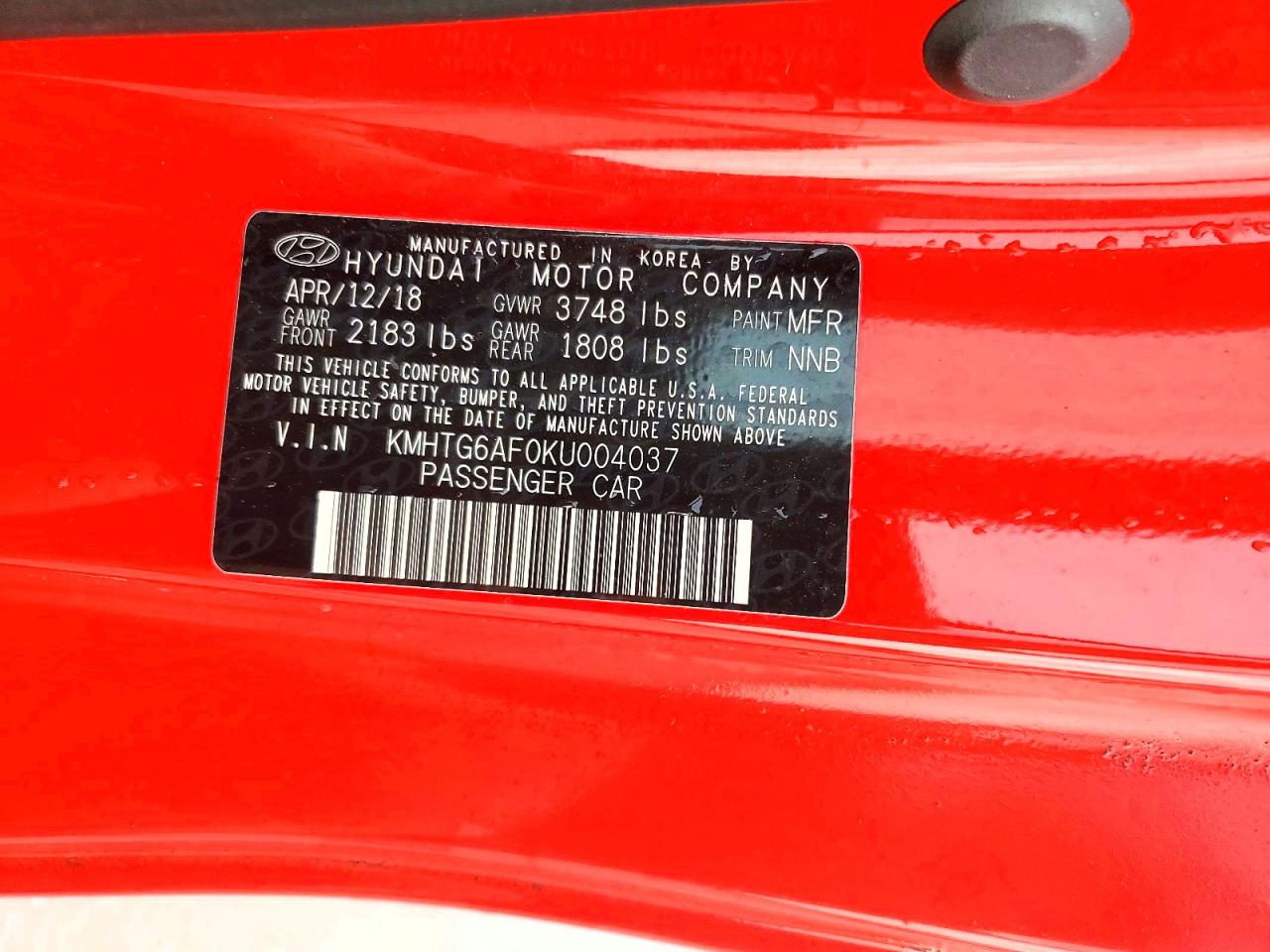2019 HYUNDAI VELOSTER 2.0L photo 34