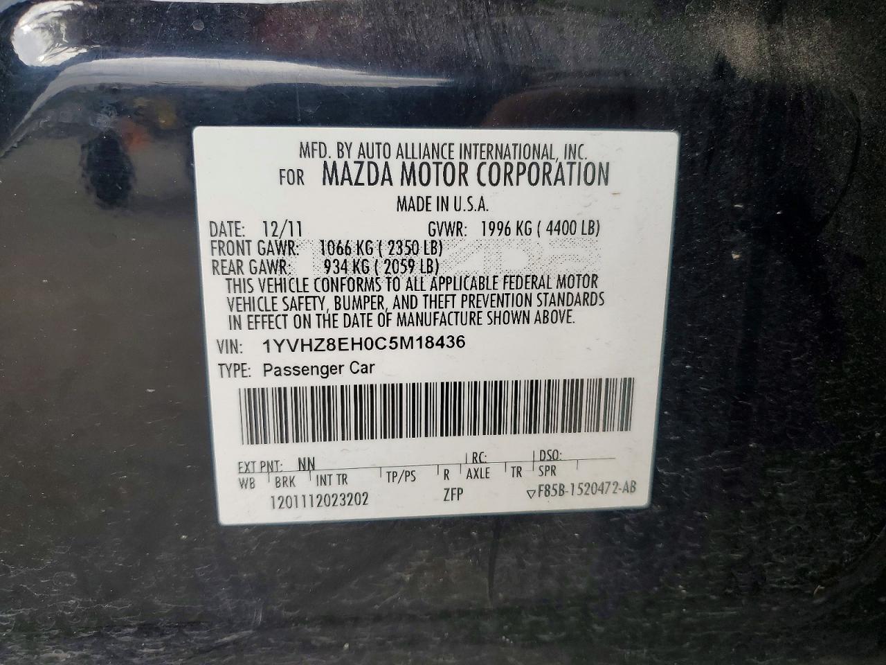 2012 MAZDA 6 I photo 12