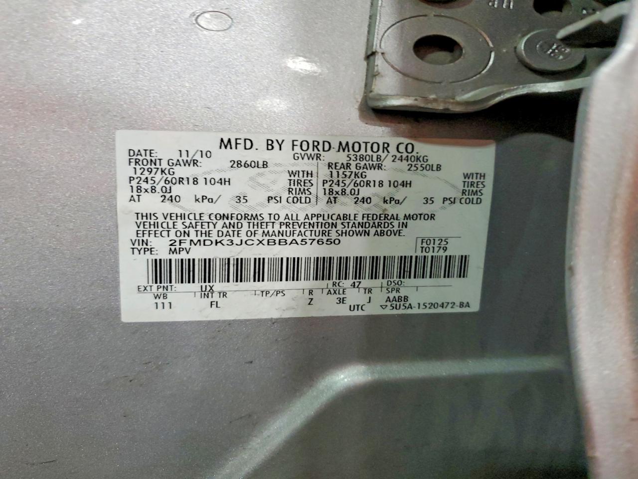 2011 FORD EDGE SEL photo 25