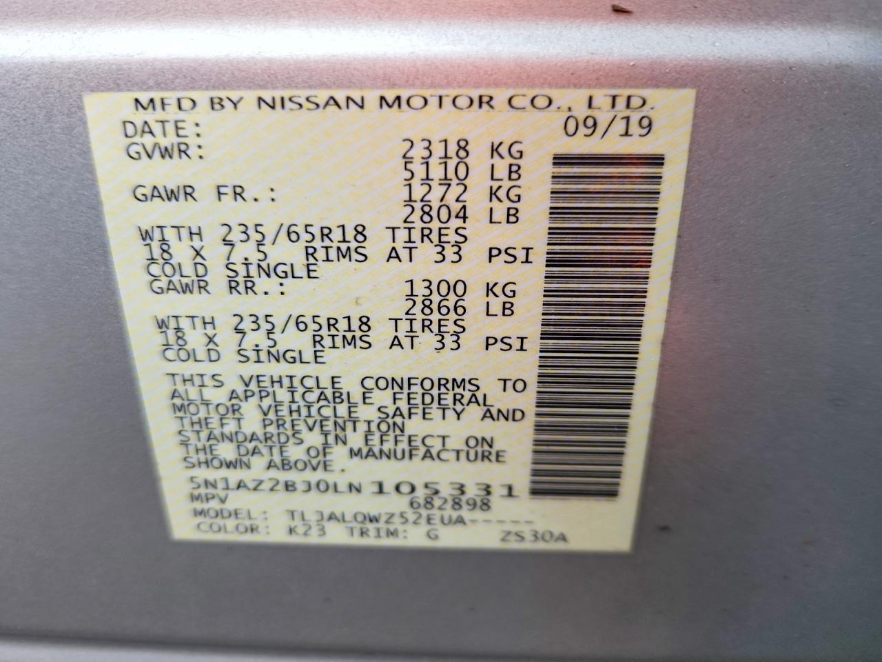 2020 NISSAN MURANO SV photo 37