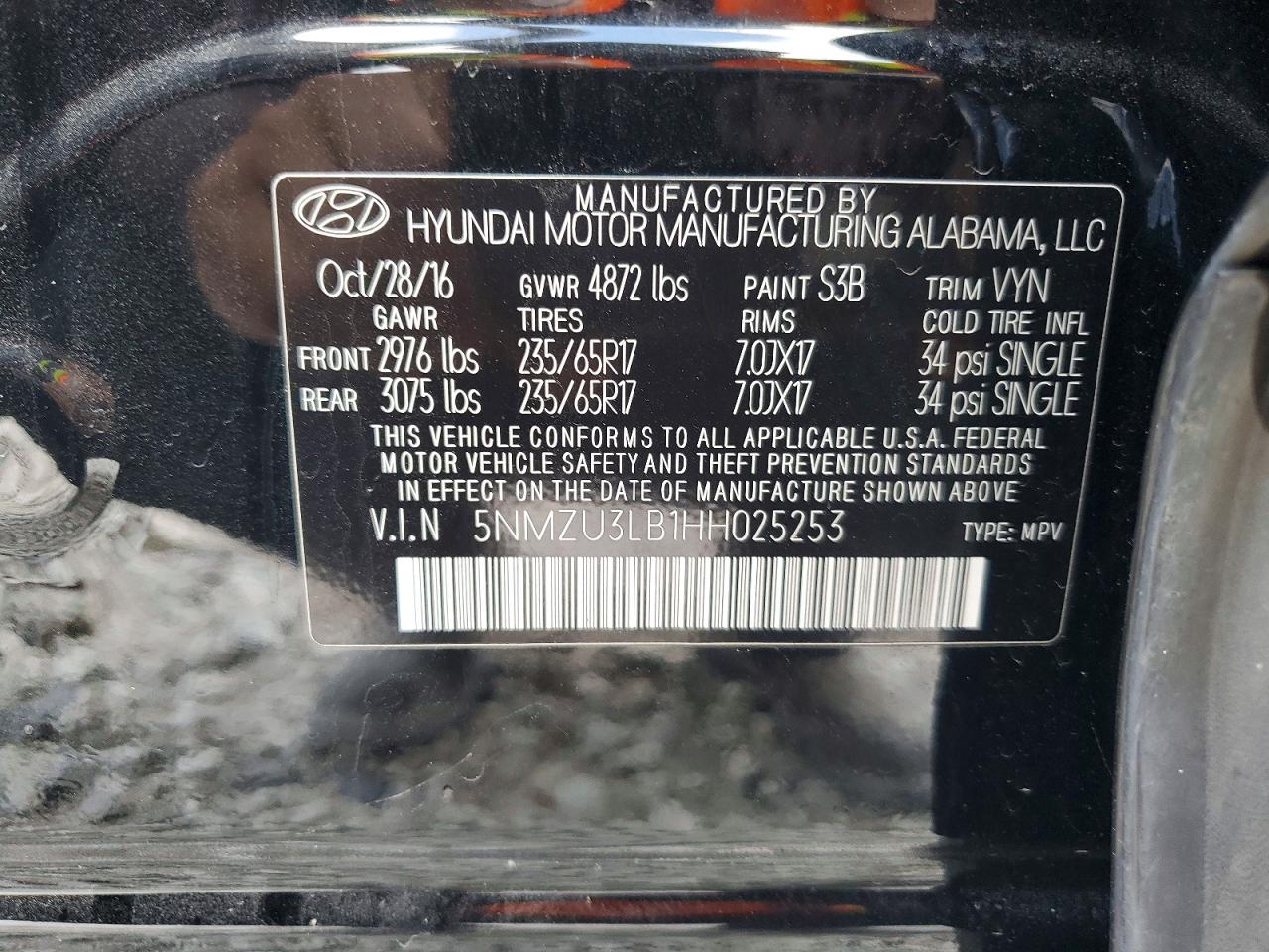 2017 HYUNDAI SANTA FE SPORT 2.4L photo 40