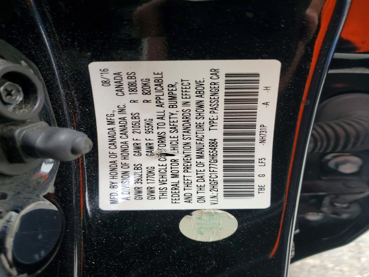 2016 HONDA CIVIC EXL photo 34