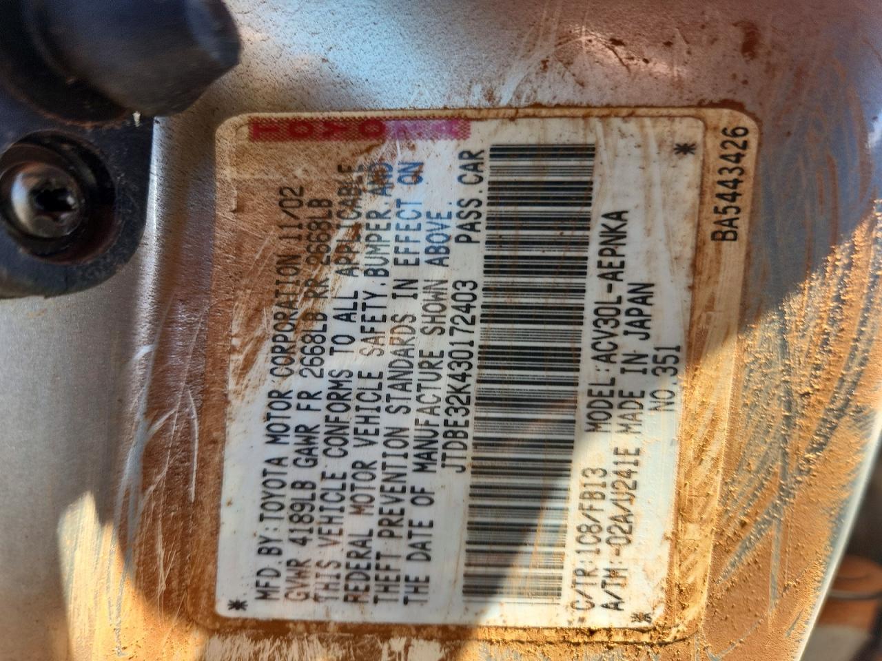 2003 TOYOTA CAMRY LE photo 23