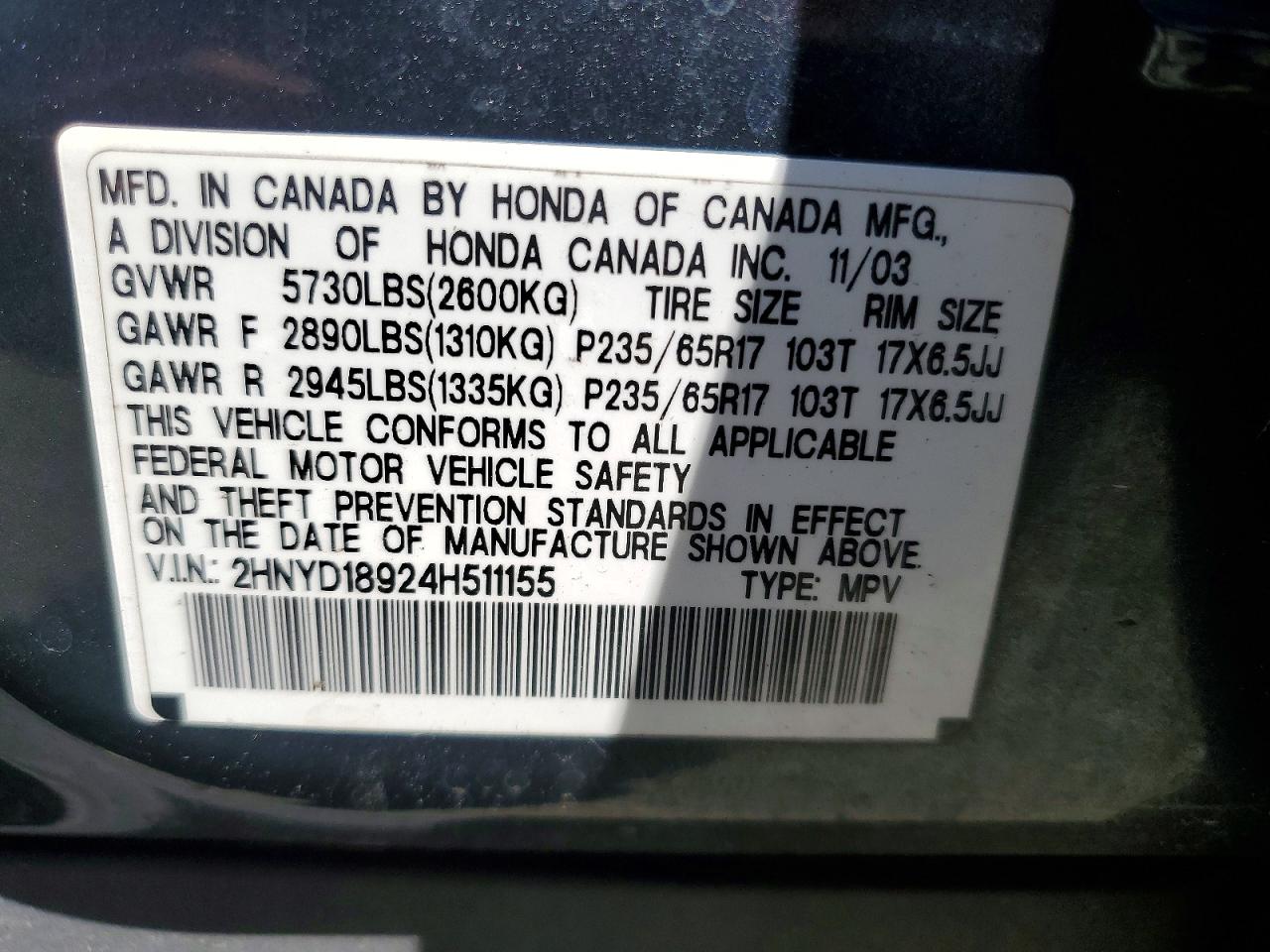 2004 ACURA MDX TOURING photo 37