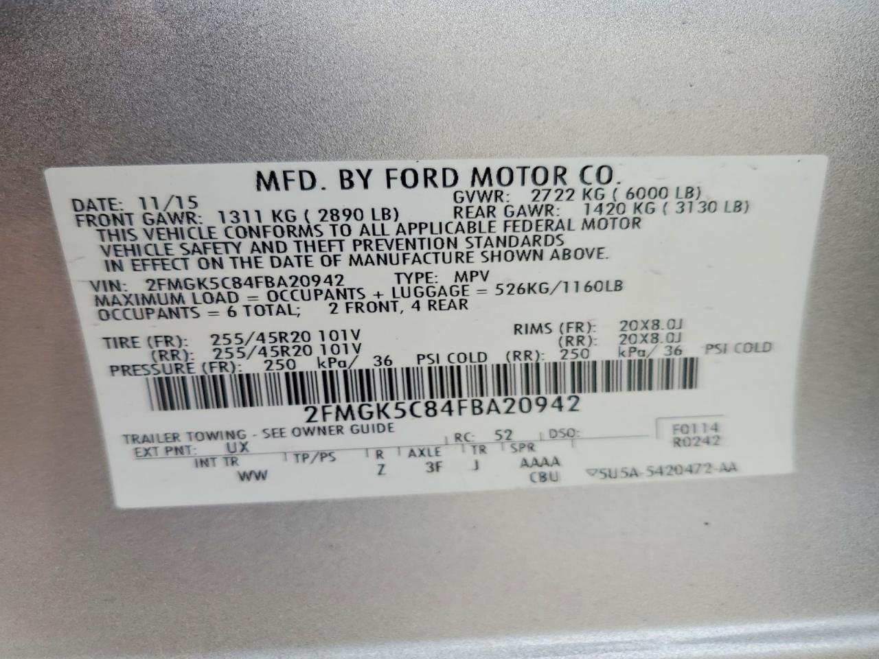 2015 FORD FLEX SEL photo 25