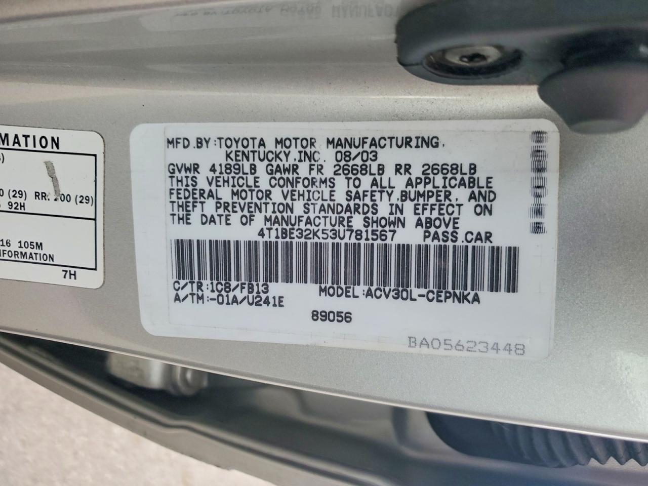 2003 TOYOTA CAMRY LE photo 34