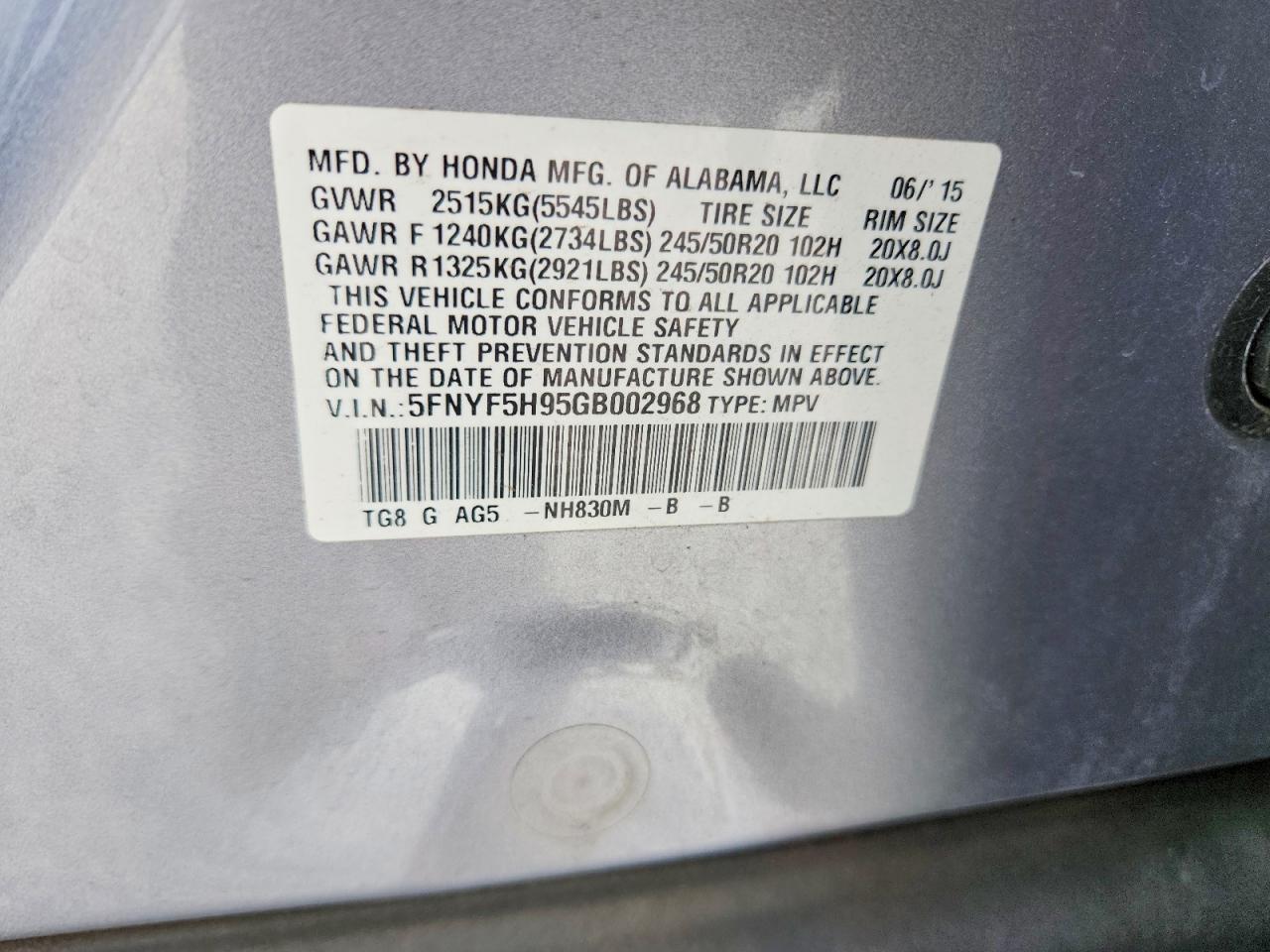 2016 HONDA PILOT TOURING photo 13
