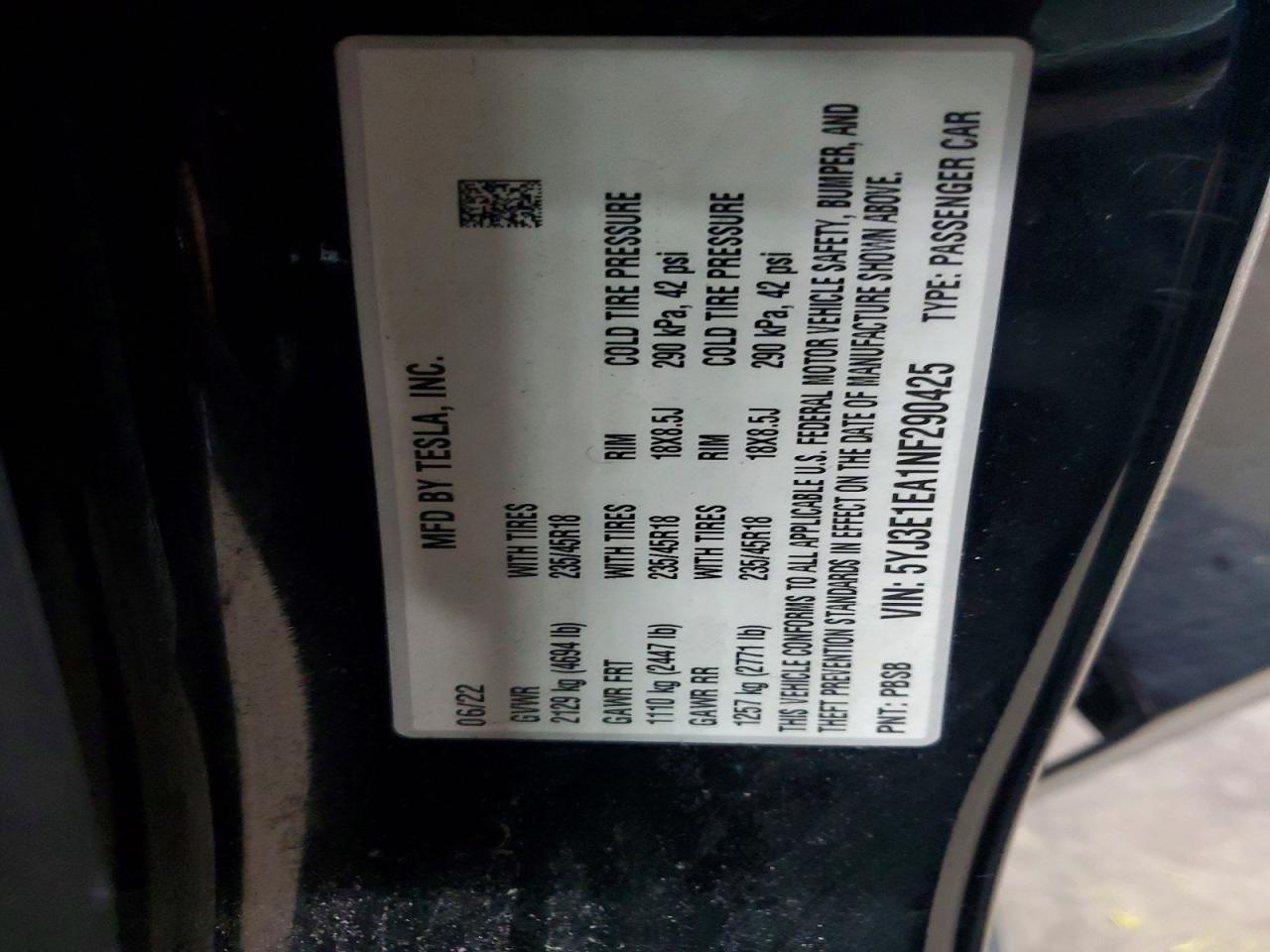 2022 TESLA MODEL 3 photo 23