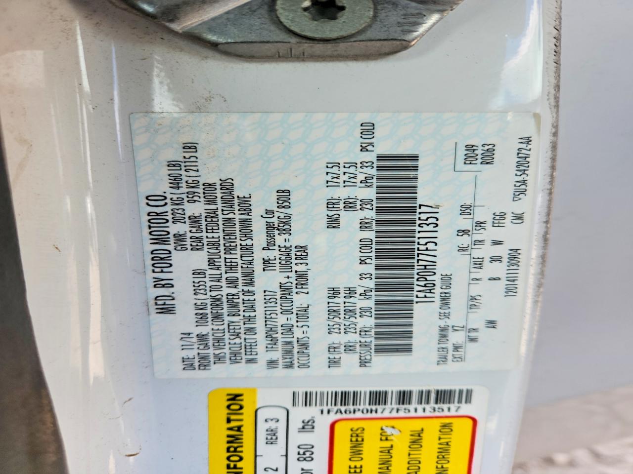 2015 FORD FUSION SE photo 37