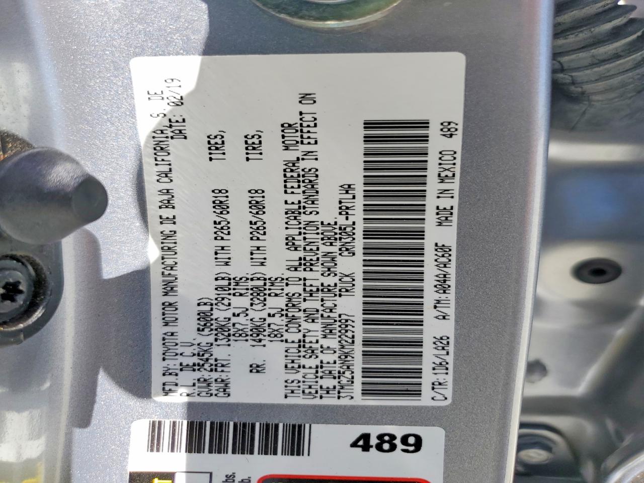 2019 TOYOTA TACOMA LIMITED photo 25