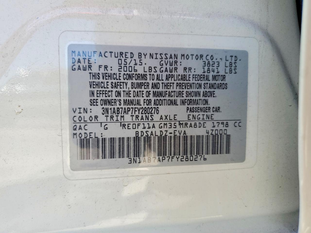 2015 NISSAN SENTRA SV photo 12