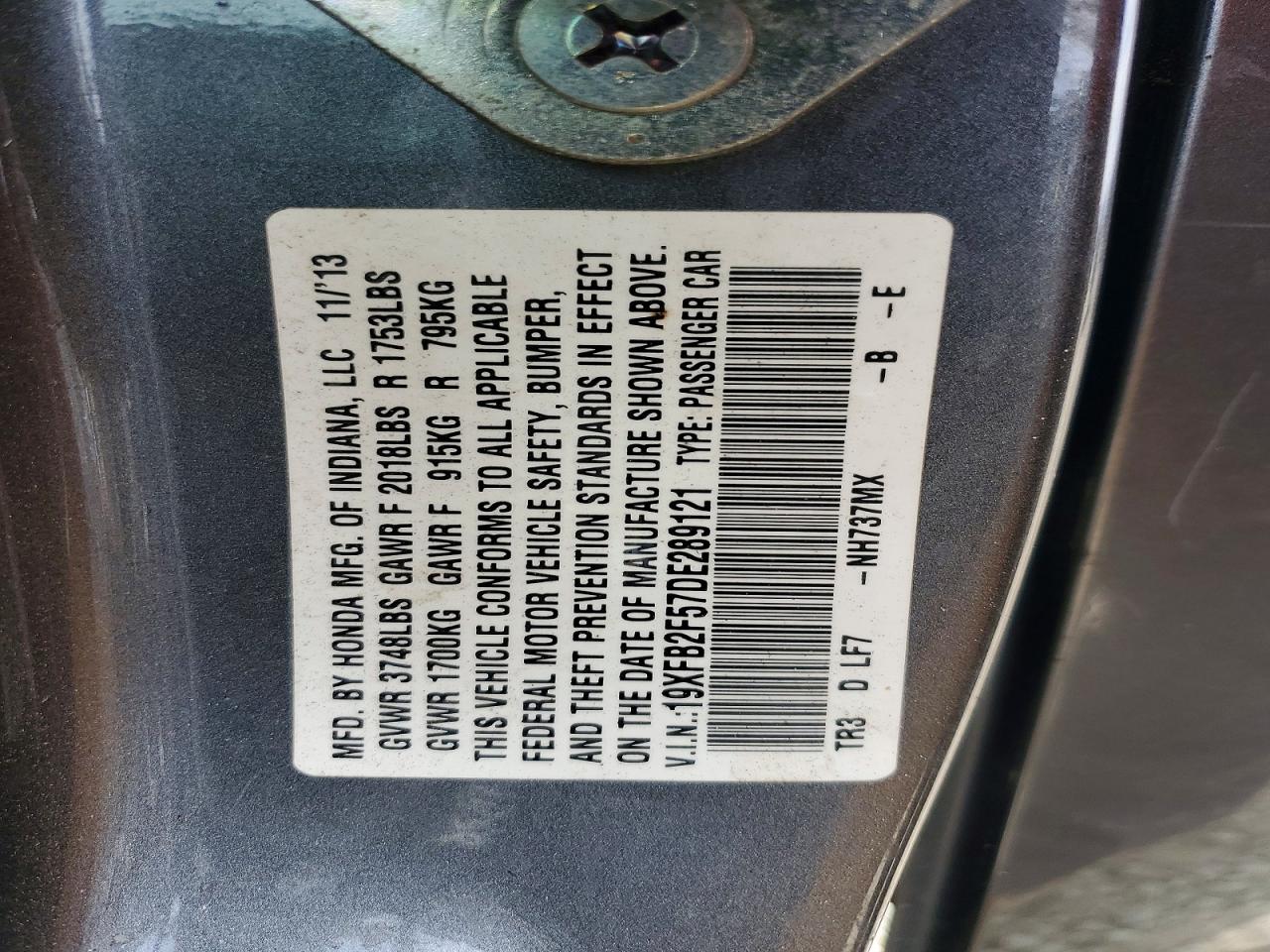 2013 HONDA CIVIC LX photo 25